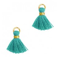 Mini Quaste Ibiza Style 1cm Gold-jade green